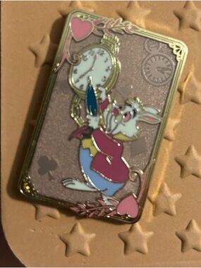 White Rabbit Enamel Pin - Pastel Pink & Gold